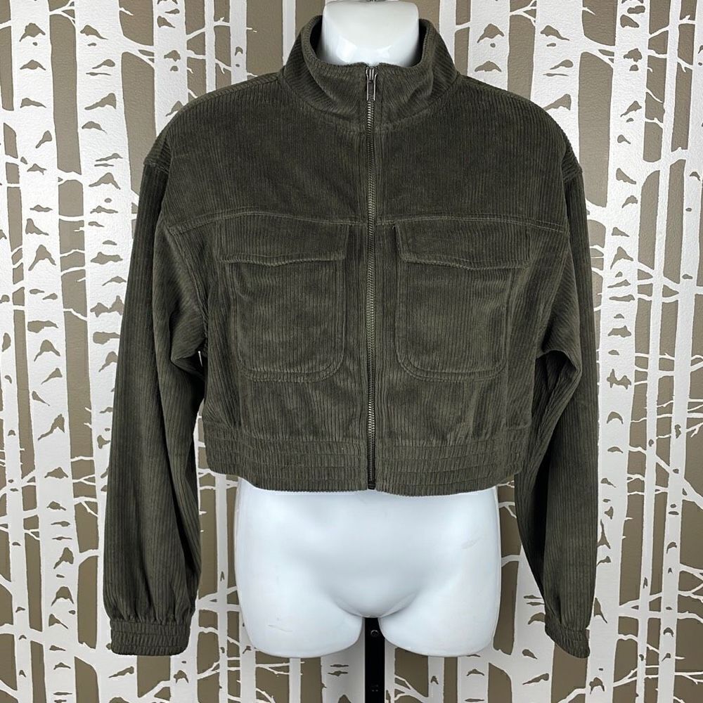 aerie Ribbed Velour Cropped Zip Front Jacket NEW $60